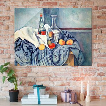 Tableau en verre - Paul Cézanne - Still Life With Peaches And Bottles
