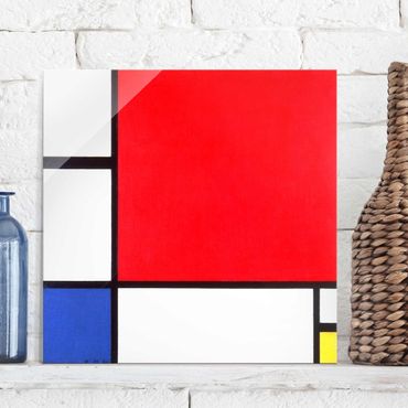 Tableau en verre - Piet Mondrian - Composition With Red Blue Yellow