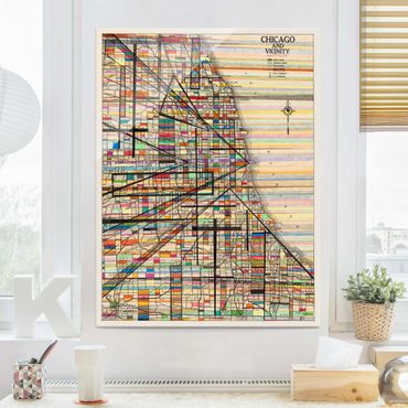 Tableau en verre - Modern Map Of Chicago