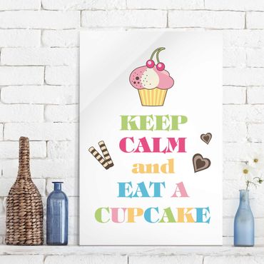 Tableau en verre - Keep Calm And Eat A Cupcake Bunt