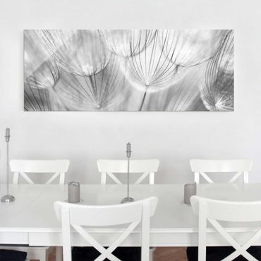 Tableau en verre - Dandelions macro shot in black and white