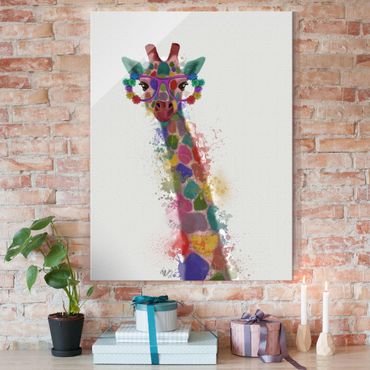 Tableau en verre - Rainbow Splash Giraffe