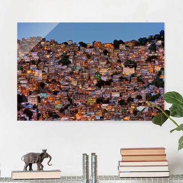 Tableau en verre - Rio De Janeiro Favela Sunset