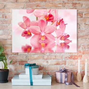 Tableau en verre - Light Pink Orchid On Water
