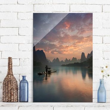 Tableau en verre - Sunrise Over Chinese River