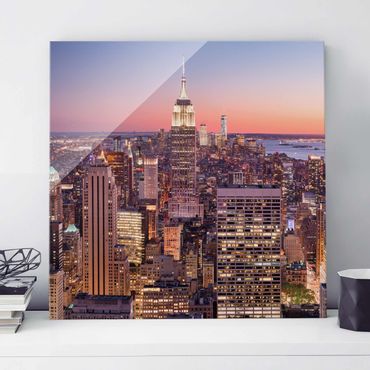 Tableau en verre - Sunset Manhattan New York City