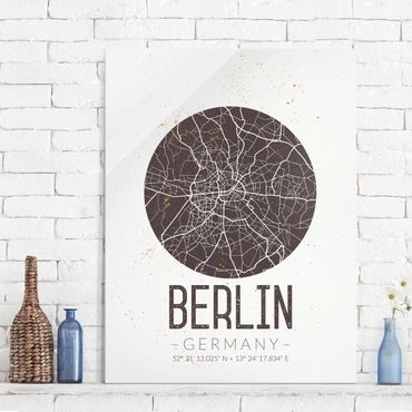 Tableau en verre - City Map Berlin - Retro