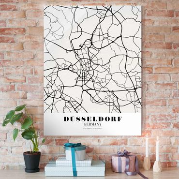 Tableau en verre - Dusseldorf City Map - Classic