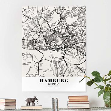 Tableau en verre - Hamburg City Map - Classic