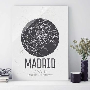 Tableau en verre - Madrid City Map - Retro
