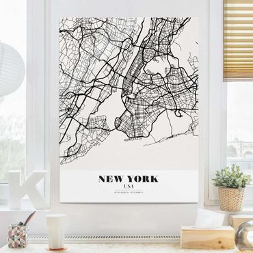 Tableau en verre - New York City Map - Classic