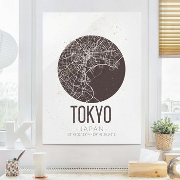 Tableau en verre - Tokyo City Map - Retro