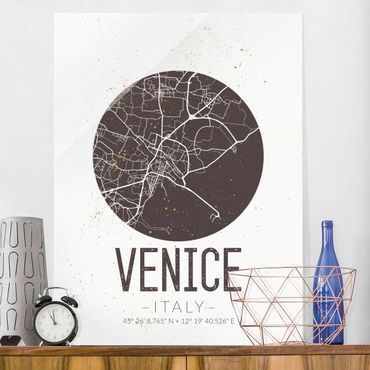 Tableau en verre - Venice City Map - Retro