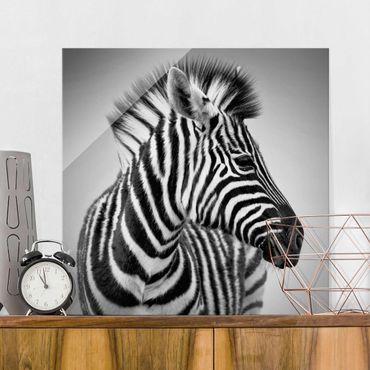 Tableau en verre - Zebra Baby Portrait II