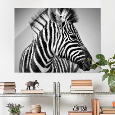 Tableau en verre - Zebra Baby Portrait II