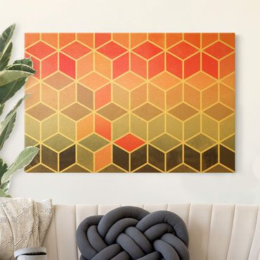Tableau sur toile - Colourful Pastel Golden Geometrie