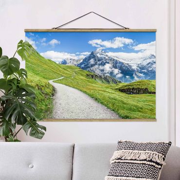 Tableau en tissu avec porte-affiche - Grindelwald Panorama - Format paysage 3:2