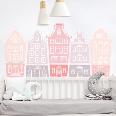 Sticker mural - Houses settlement pink