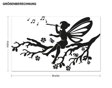 Sticker mural porte-manteau - Little fairy on branch making music