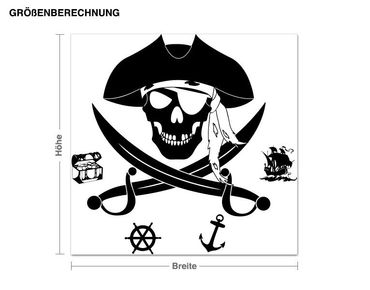 Sticker mural porte-manteau - Pirate skull with swords