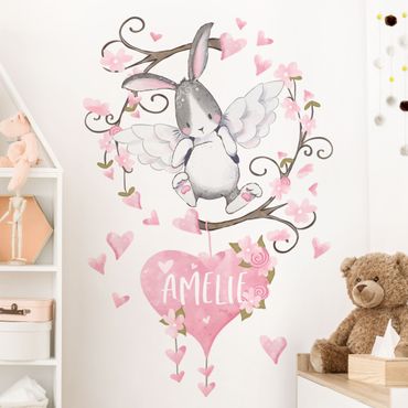 Sticker mural - Hare angel with desired names