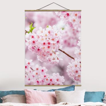 Tableau en tissu avec porte-affiche - Japanese Cherry Blossoms - Format portrait 3:4