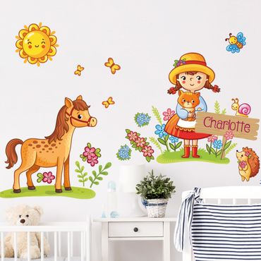 Sticker mural - Country girl with desired name