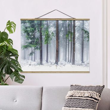 Tableau en tissu avec porte-affiche - Conifers In Winter - Format paysage 4:3