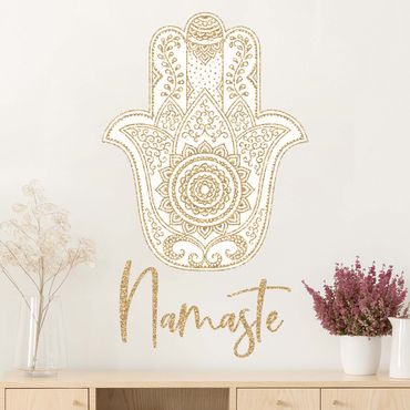 Sticker mural - Namaste - Hamsa hand gold