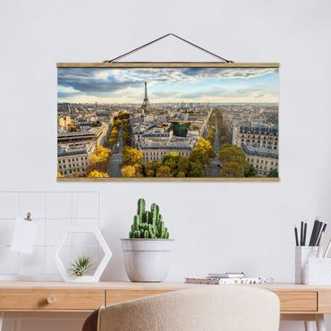 Tableau en tissu avec porte-affiche - Nice day in Paris - Format paysage 2:1