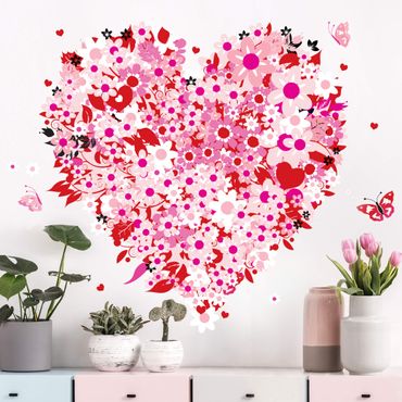 Sticker mural - No.321 floral retro heart
