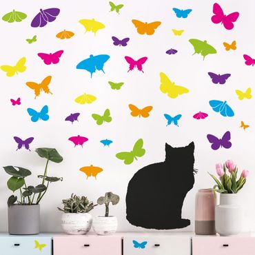 Sticker mural - NO.RS68 Cat and Butterflies