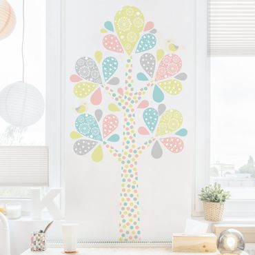 Sticker mural - No.yk76 Abstract tree with big drop sheets in pastel