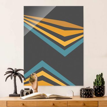 Glass print - Parallel Corners In Yellow and Blue