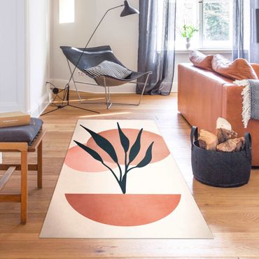 Tapis en vinyle - Plant And Abstract Shapes In Pink