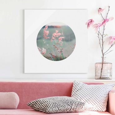 Glass print - Pink Flowers In A Circle