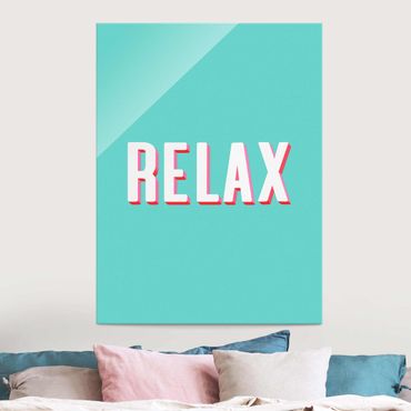Glass print - Relax Typo On Blue