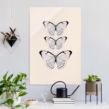 Glass print - Butterfly On Beige