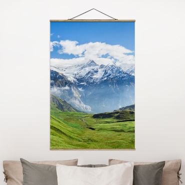Tableau en tissu avec porte-affiche - Swiss Alpine Panorama - Format portrait 2:3