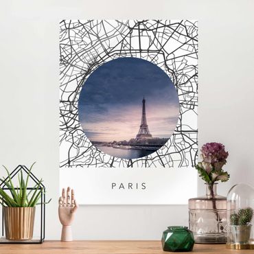 Glass print - Map Collage Paris