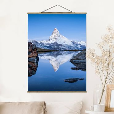 Tableau en tissu avec porte-affiche - Stellisee Lake In Front Of The Matterhorn - Format portrait 3:4