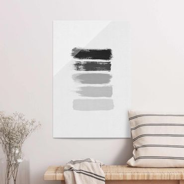 Glass print - Stripes in Black And Grey
