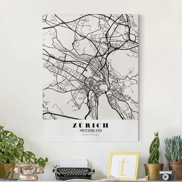 Impression sur toile - Zurich City Map - Classic