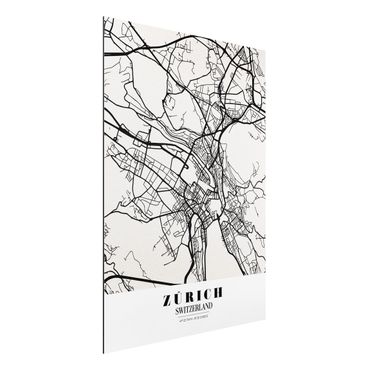 Tableau sur aluminium - Zurich City Map - Classic