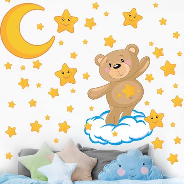 Sticker mural - Teddy star time set