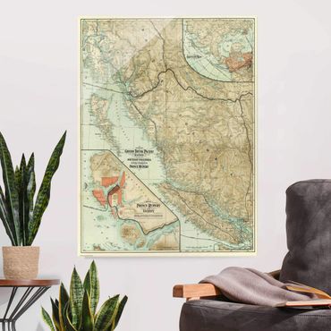 Glass print - Vintage Map British Columbia