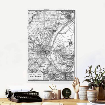 Glass print - Vintage Map St Germain Paris