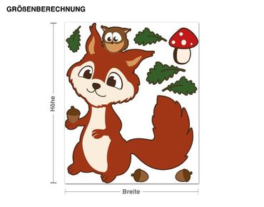 Sticker mural - Squirrel And Owl Illustration