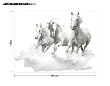 Sticker mural - Galloping White Horses