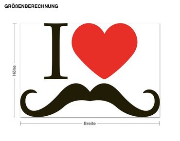 Sticker mural - I love Moustache